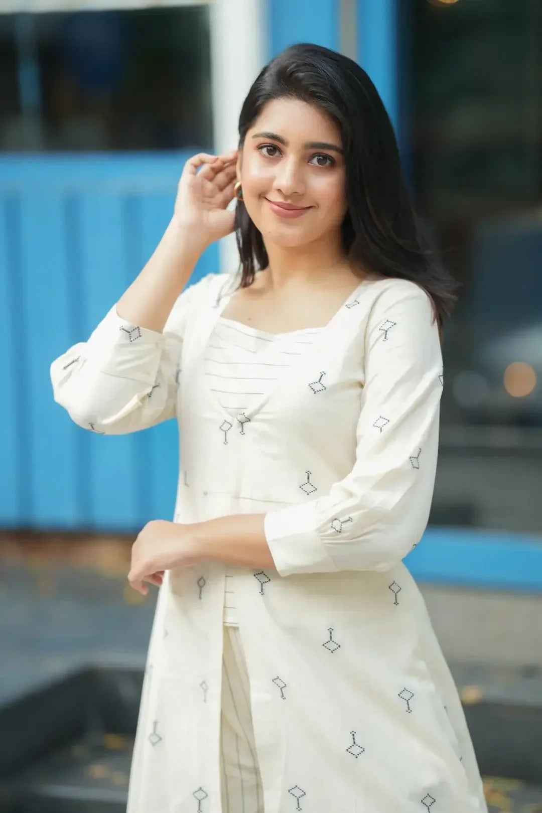 Diaa Handloom Co-ord Set in White