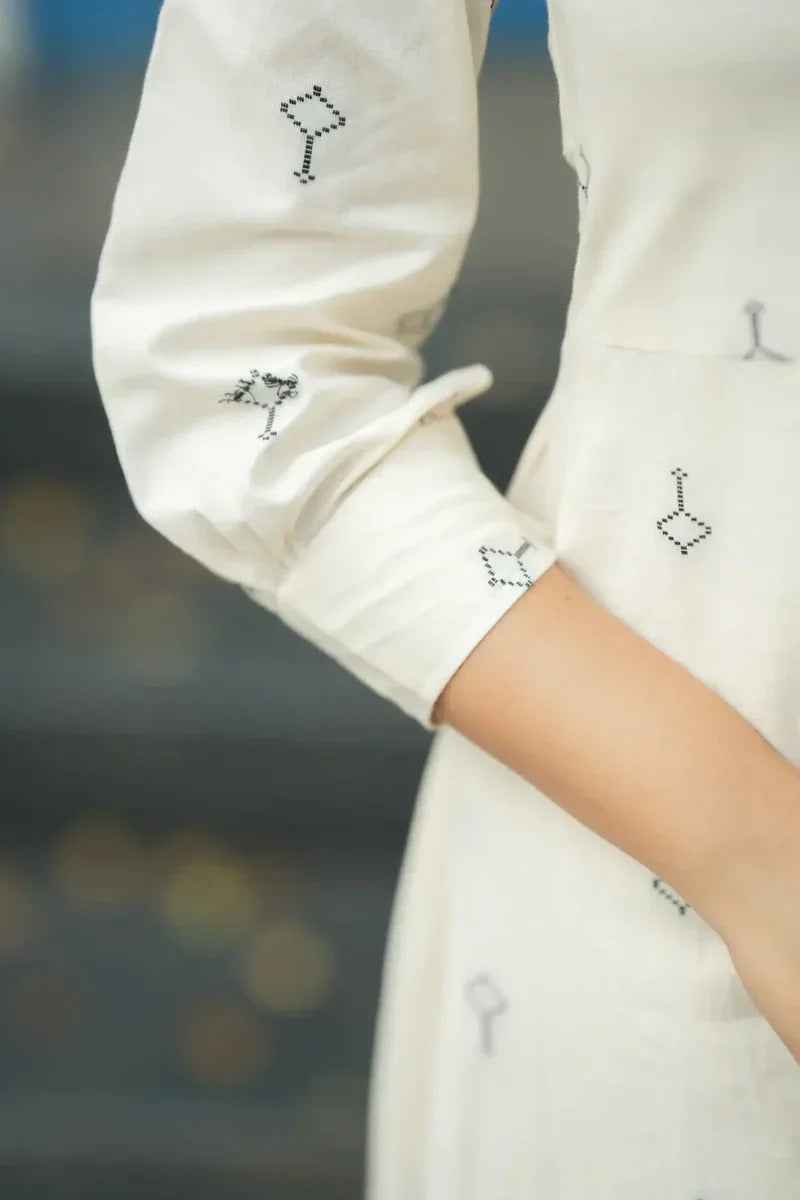 Diaa Handloom Co-ord Set in White