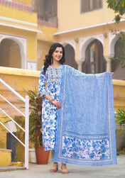 Dewdrop Blue Pure Viscose Kurta Set