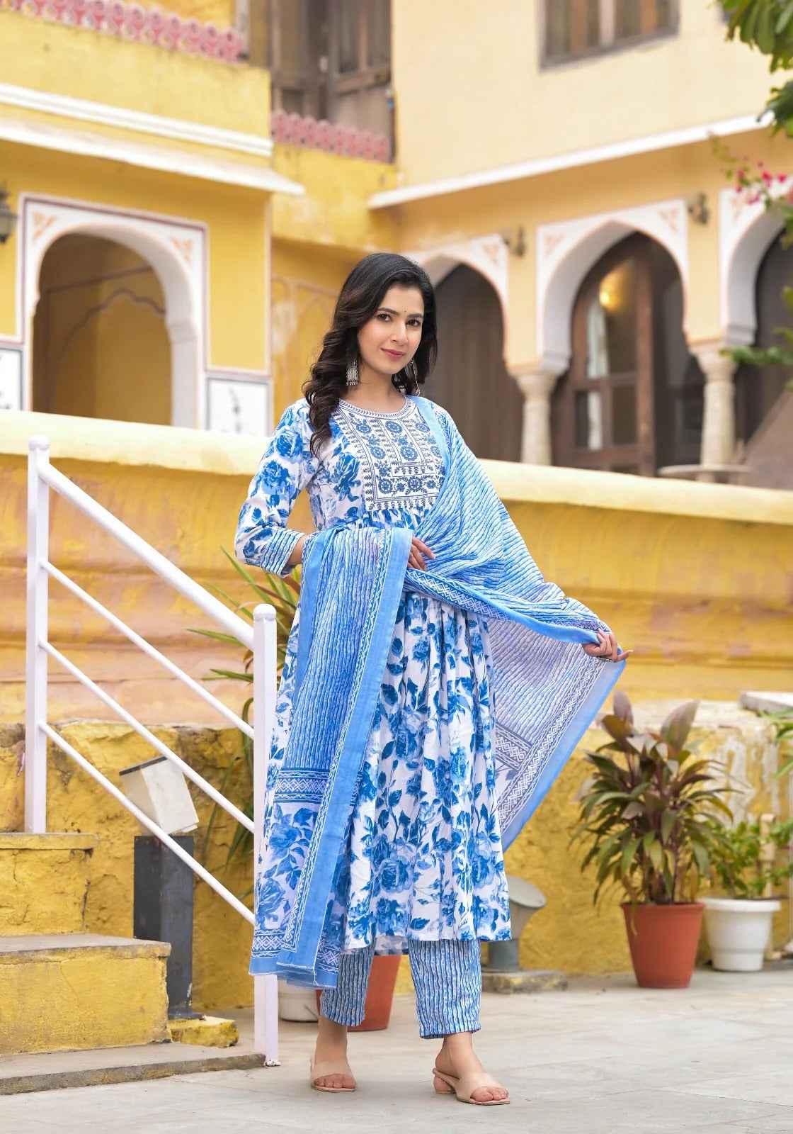 Dewdrop Blue Pure Viscose Kurta Set