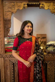 RAWSILK KURTA PANT WITH KALAMKARI DUPATTA