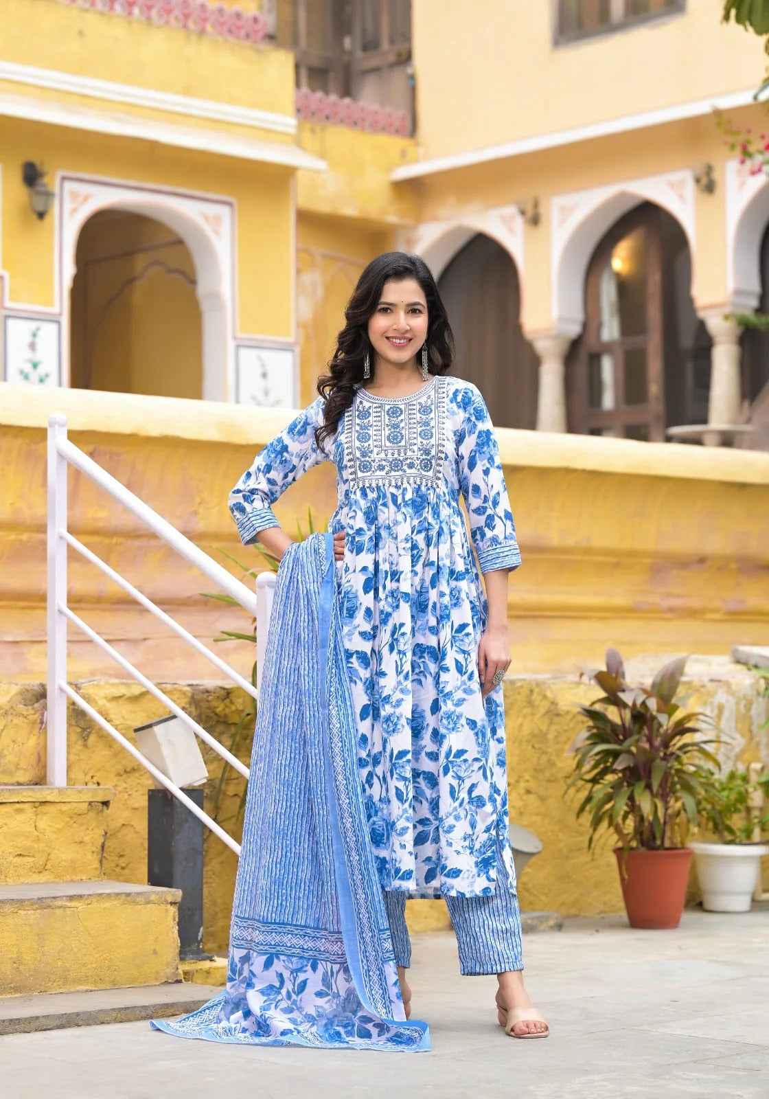 Dewdrop Blue Pure Viscose Kurta Set