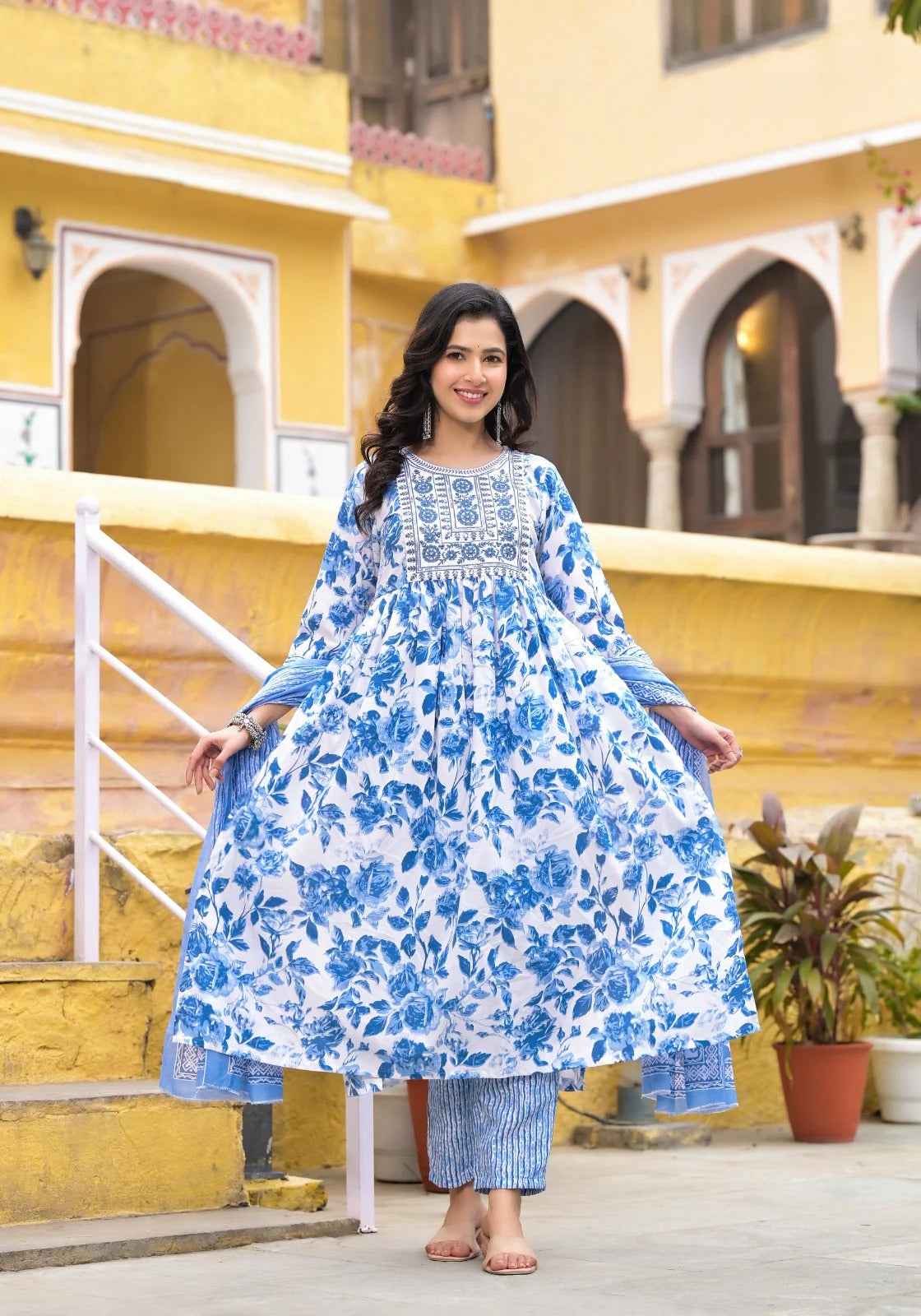Dewdrop Blue Pure Viscose Kurta Set