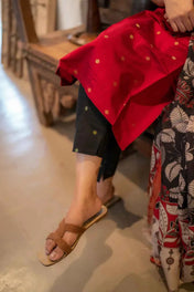 RAWSILK KURTA PANT WITH KALAMKARI DUPATTA