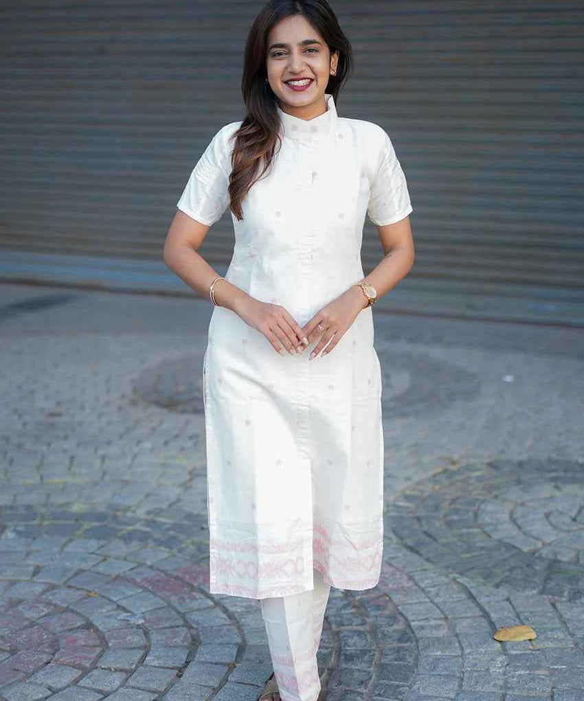 Ivory Pink Handloom Co-ord Set