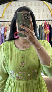 Light Green Mul Chanderi Embroidered Suit Set