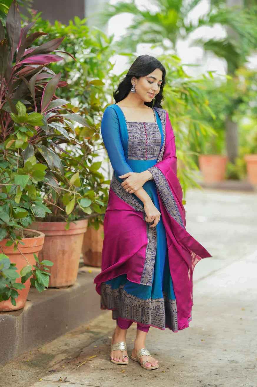 Pure Cotton Anarkali With Dupatta